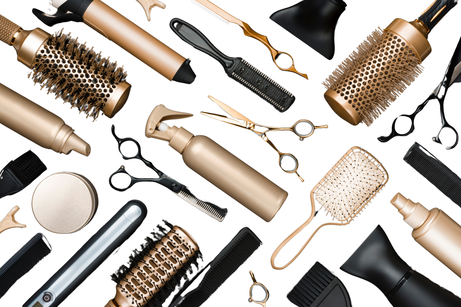 Hairdressing Tools on Black Background
